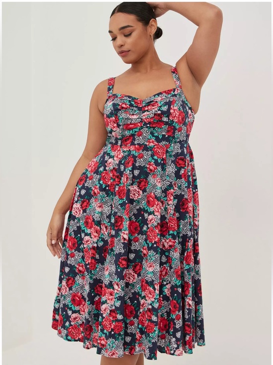 torrid Dresses & Skirts - NWT Torrid Retro Chic Floral Poplin Fit & Flare Midi Dress 3X